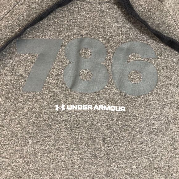 Under Armour Hoodie Mens Medium Gray Lose Logo Pullover Graphic Print Sportswear - Picture 2 of 7